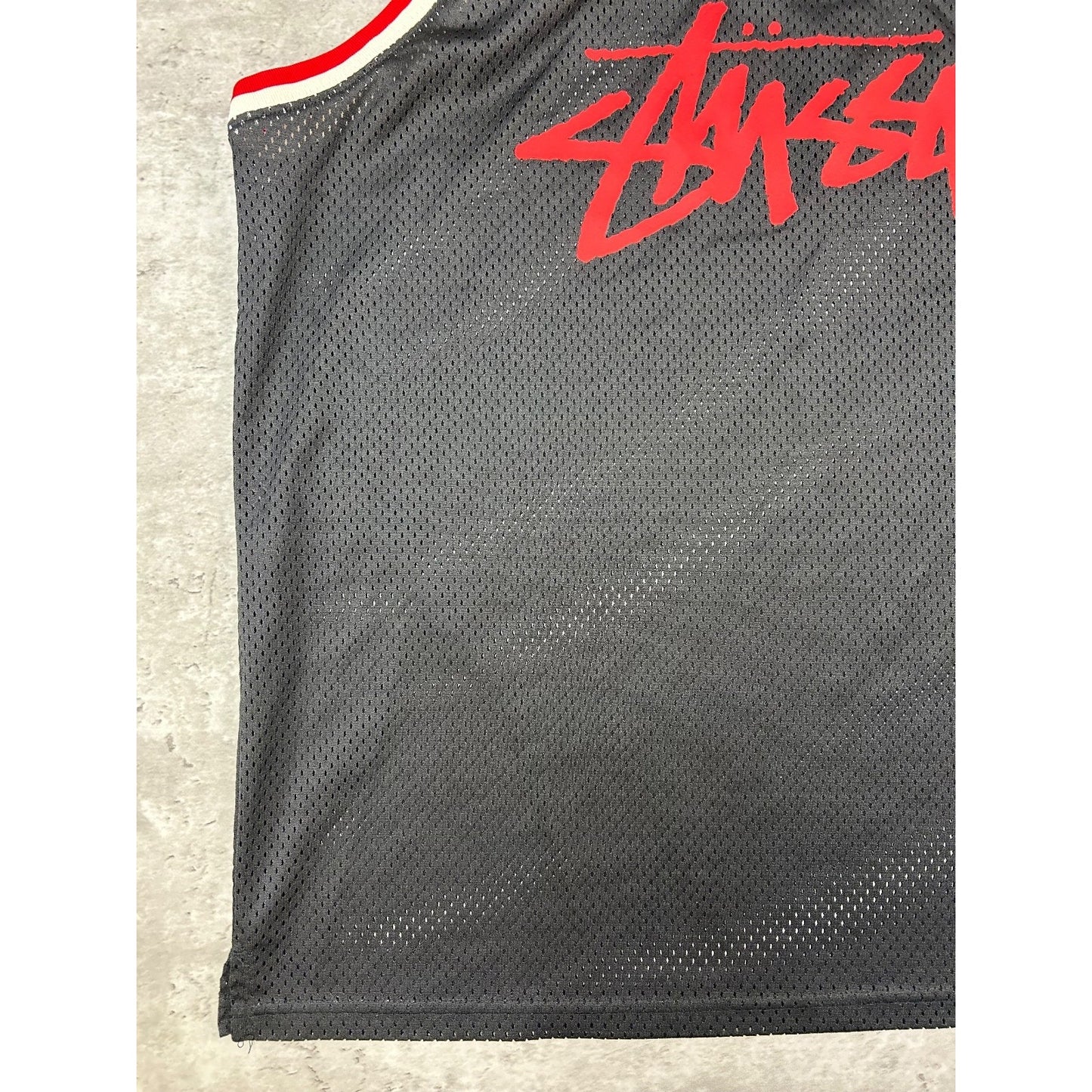 Stussy Classic Spellout Logo Basketball Jersey Size Large Black