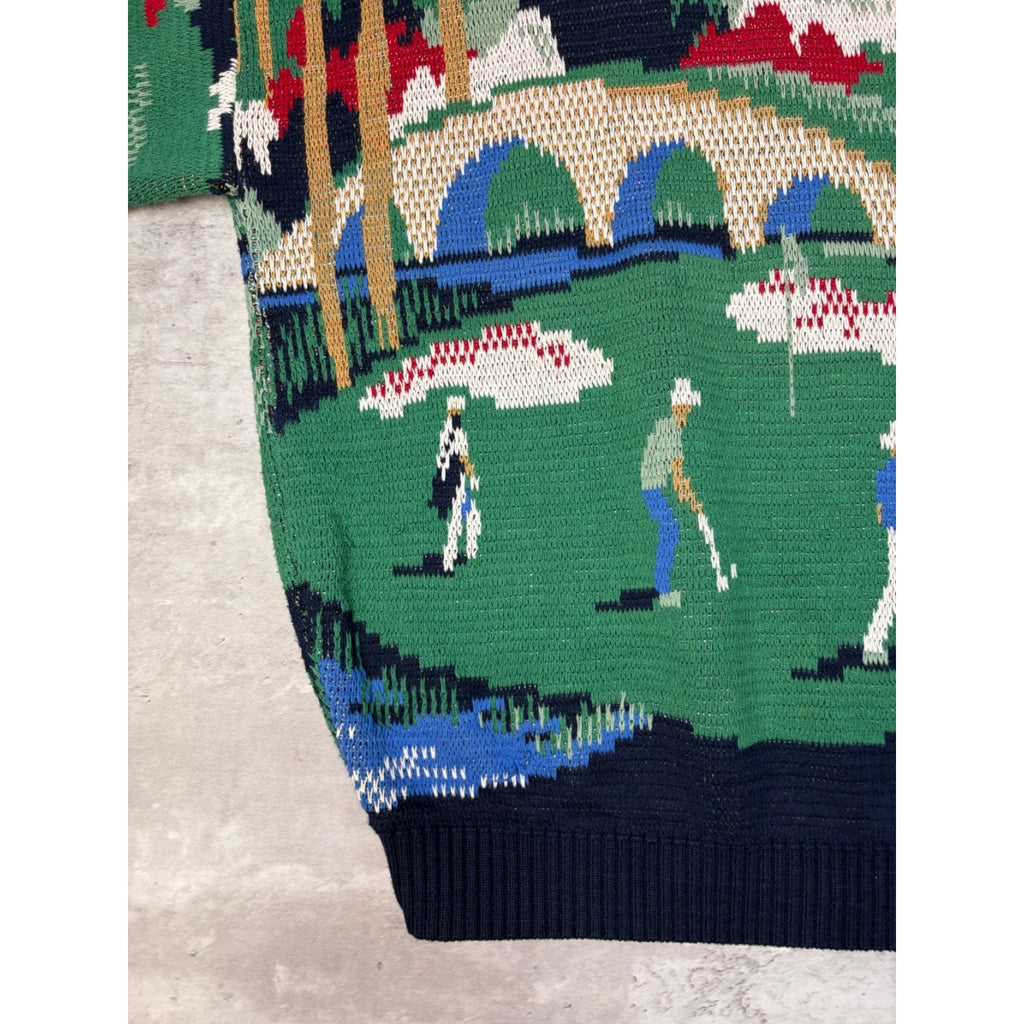 Vintage 90s Crossings Golf All Over Print Knit Sweater Size Large