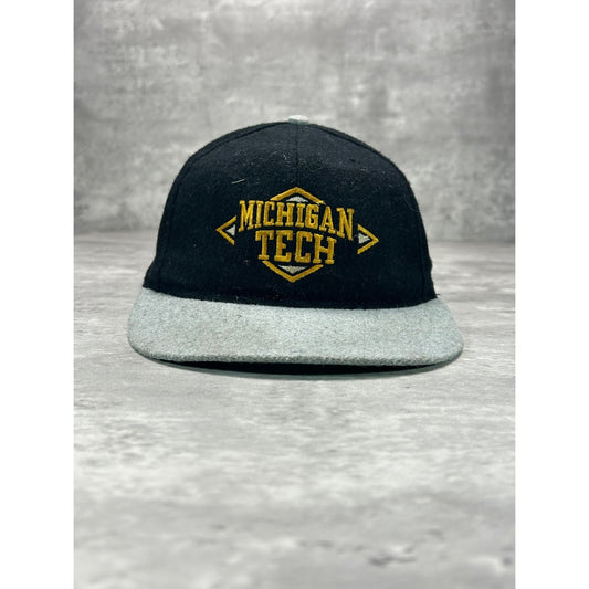 Vintage 90s Michigan Tech University Embroidered Spellout Snapback Hat OSFA