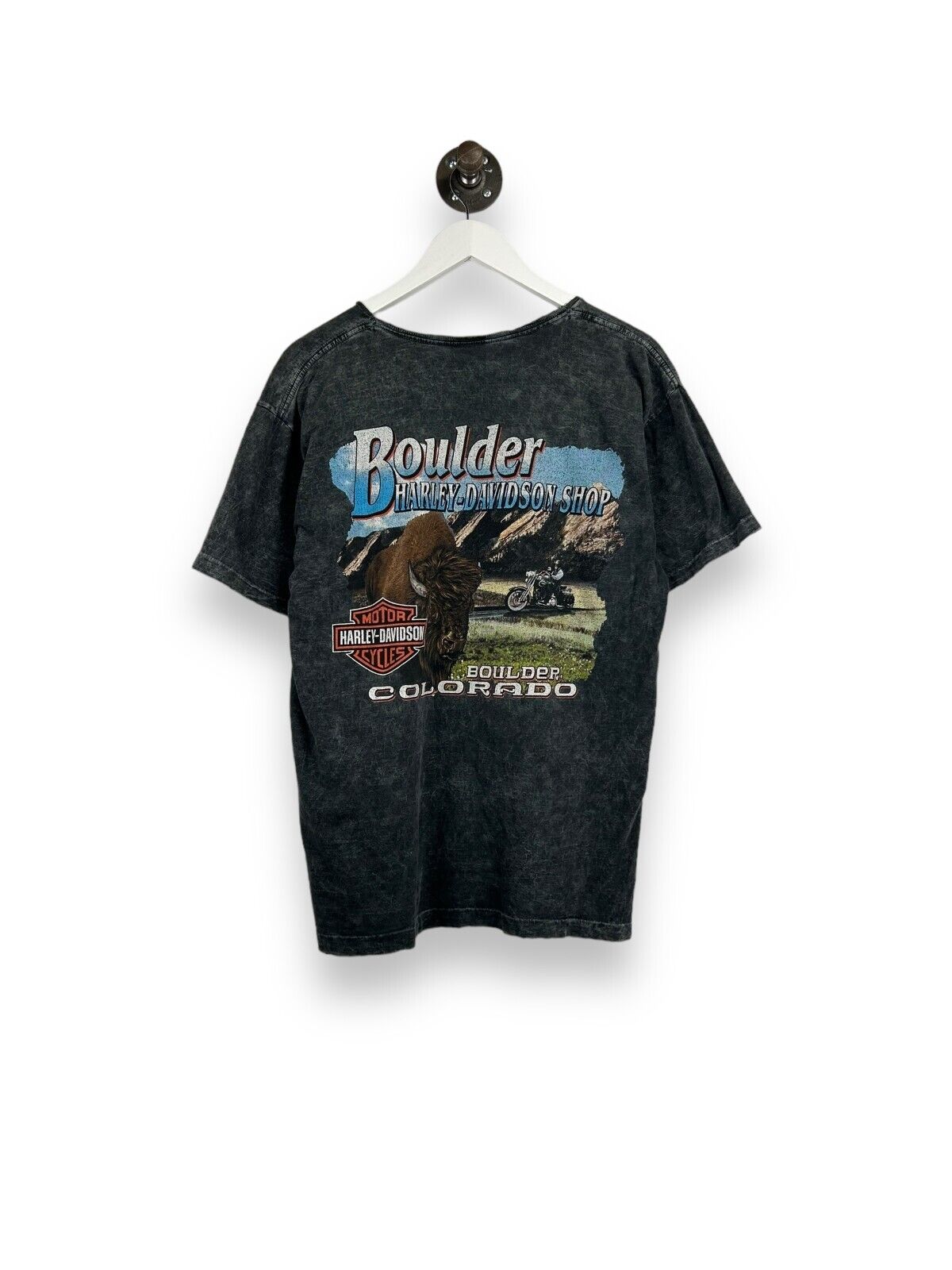 Harley Davidson Boulder Colorado Motorcycle Graphic T-Shirt Size Large