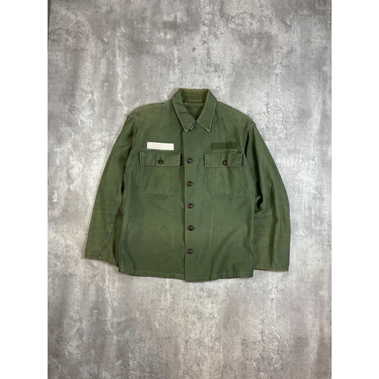Vintage 107 Military Utility Double Pocket Long Sleeve Button Up Shirt Size Medium