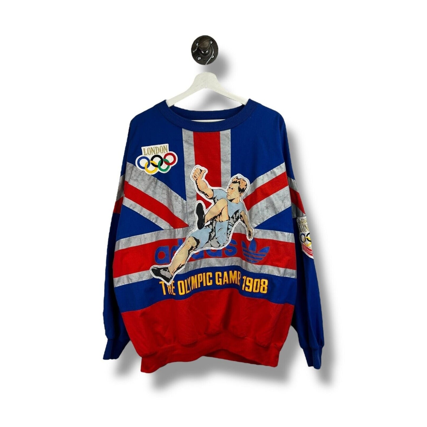 Vintage 80s Adidas London Olympic Games 1908 Sweatshirt Size XL