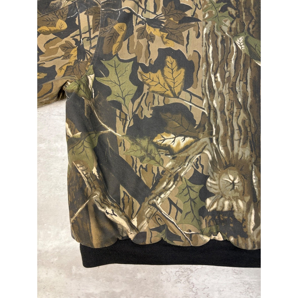 Vintage Insulated Tree Camo Hunting Hooded Bomber Jacket Size XL