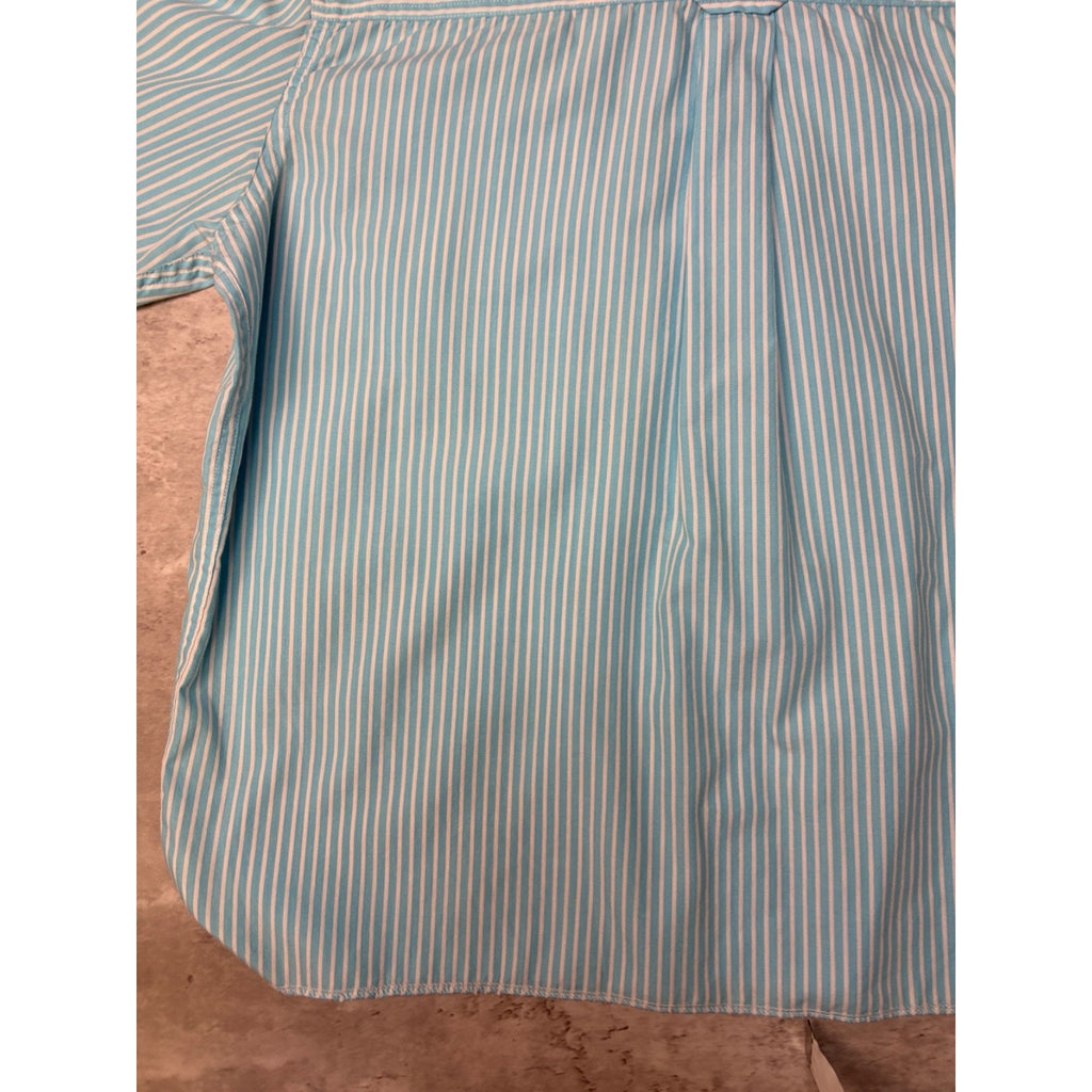 Vintage Chaps Striped Long Sleeve Cropped Button Up Shirt Size Large