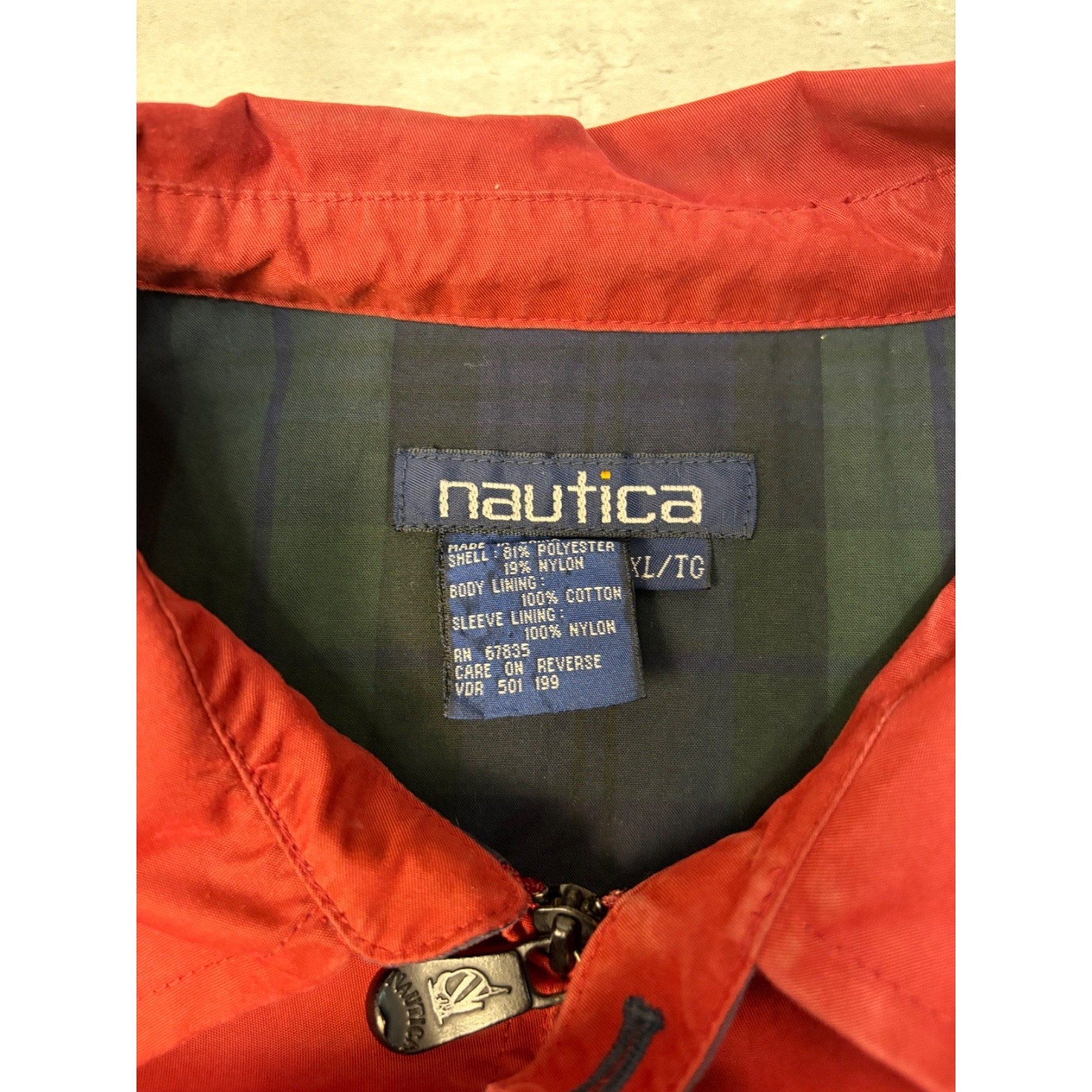 Vintage Nautica Embroidered Tonal Logo Full Zip Collared Jacket Size XL