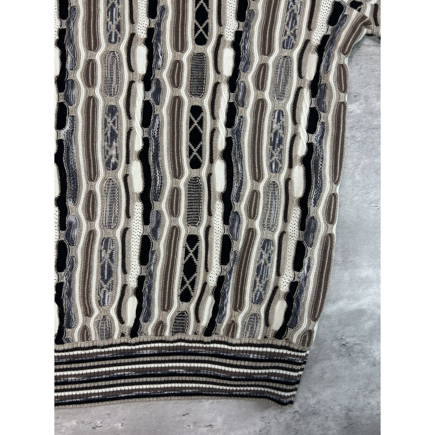 Vintage 90s Fx/Fusion Earth Tone Abstract 3D Pullover Ribbed Knit Sweater Size L