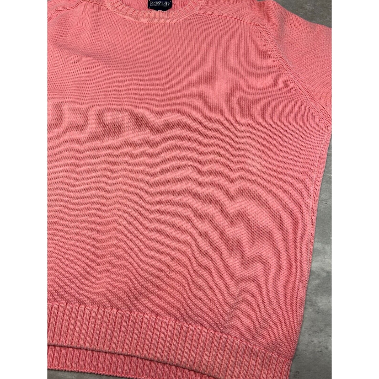 Vintage 90s Lands End Tonal Ribbed Pull Over Knit Sweater Size XL Tall Pink