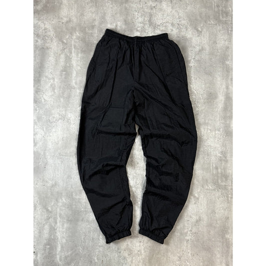 Vintage 90s Nike Tonal Embroidered Swoosh Nylon Track Pants Size Medium Black
