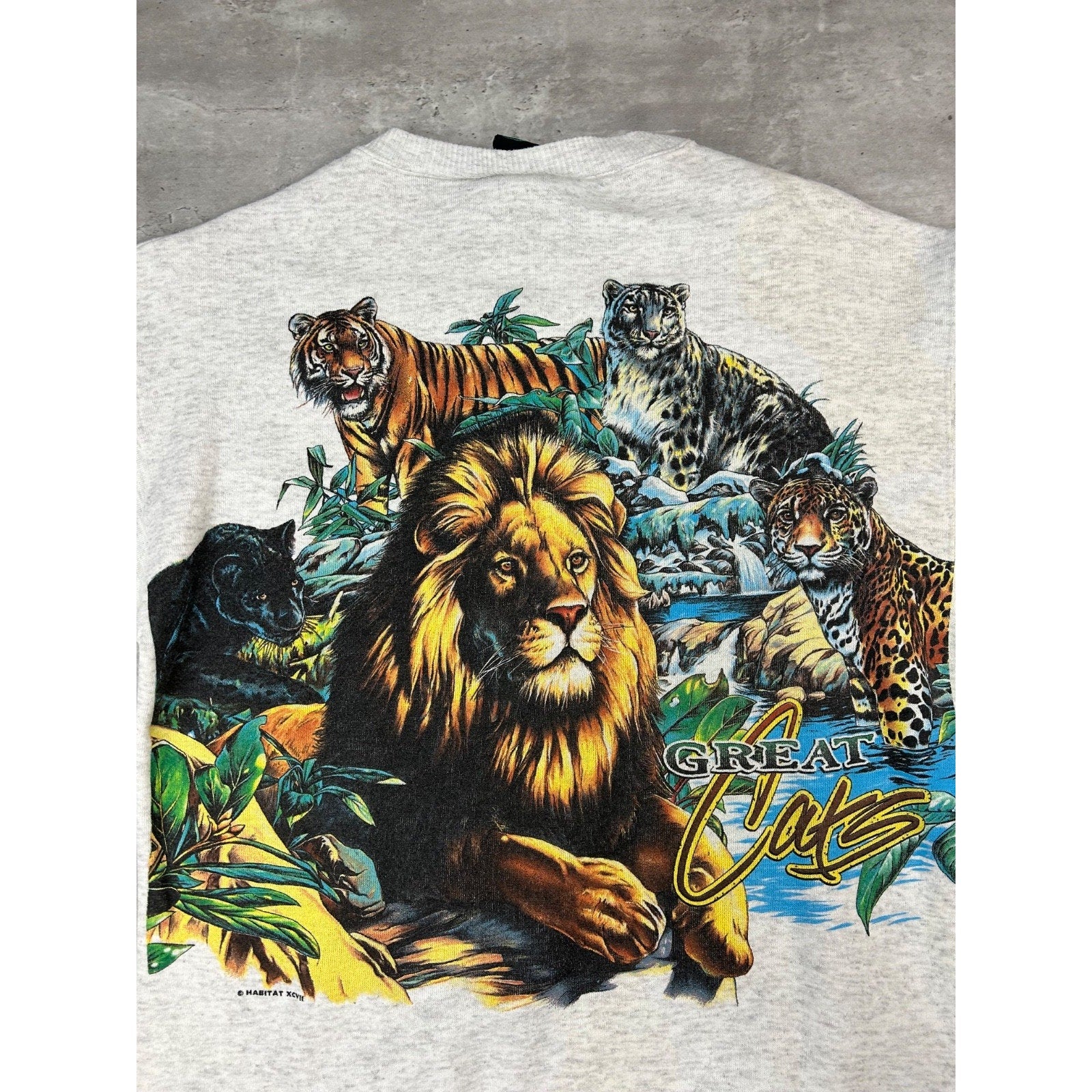 Vintage 90s Miami Metro Zoo Big Cats Nature Animal Graphic Sweatshirt Sz Medium