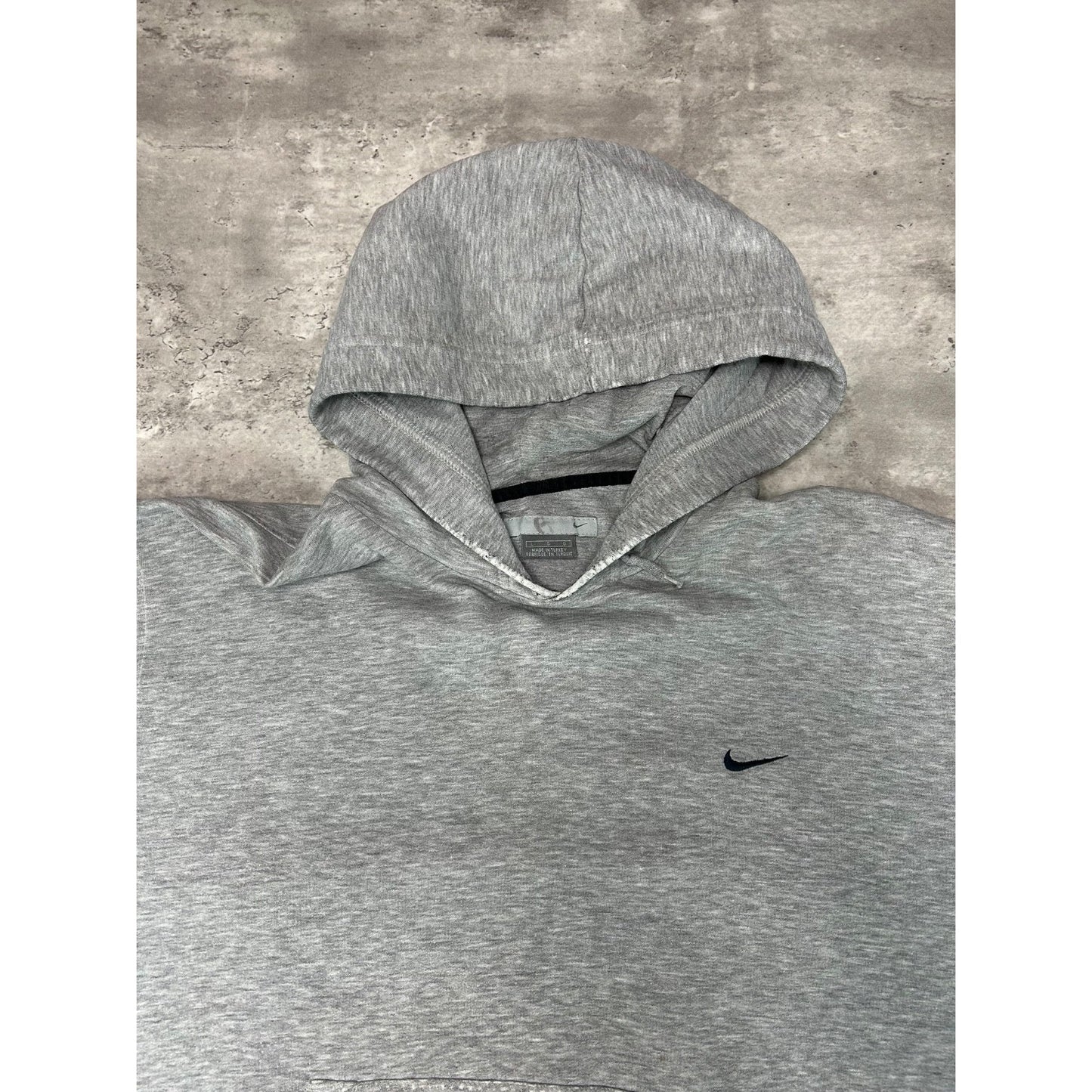 Vintage 2000s Nike Embroidered Mini Swoosh Hooded Sweatshirt Size Large Gray