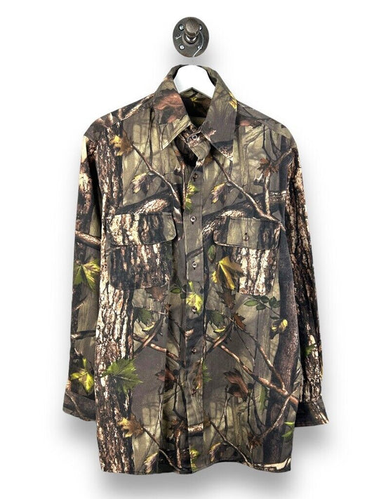 Vintage Master Sportsman Tree Camo Hunting Long Sleeve Button Up Shirt Sz Medium