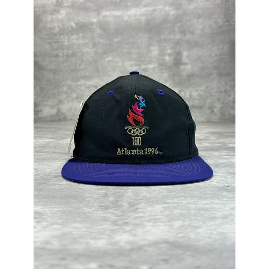 Vintage 1996 Atlanta Olympics Embroidered Logo Snapback Hat OSFA Black