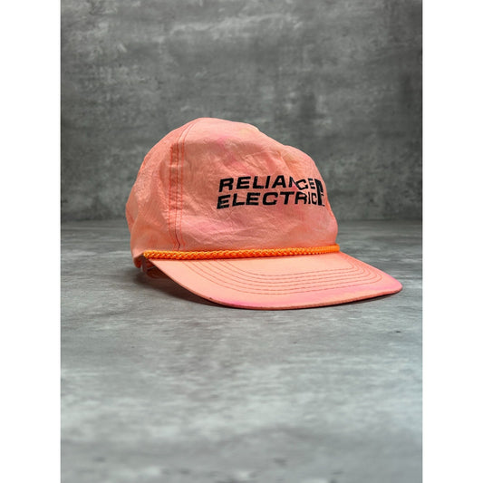 Vintage Reliance Electrical Graphic Spellout Snapback Hat OSFA Neon Orange