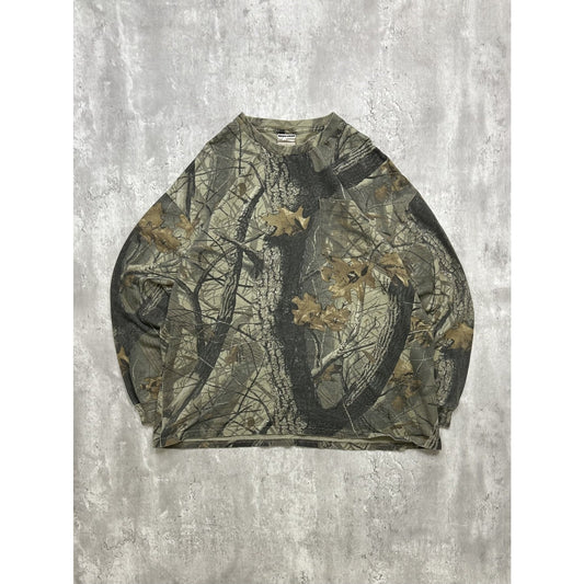 VTG Jerzees Outdoors Relatree Hardwoods Camo Hunting Long Sleeve T-Shirt Sz 2XL