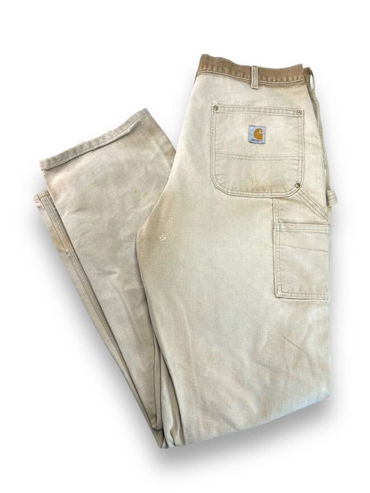 Vintage Carhartt Canvas Workwear Double Knee Pants Size 34W Beige