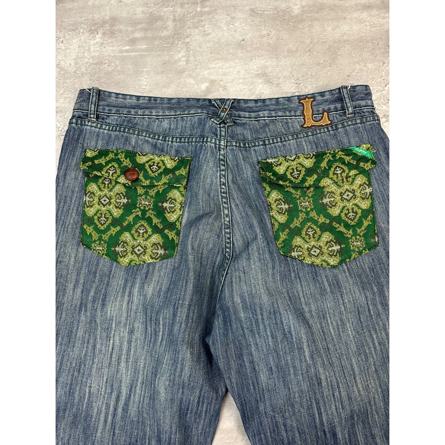 Vintage Y2K LRG Baggy Pit Paisley Pocket Medium Was Denim Pants Size 41
