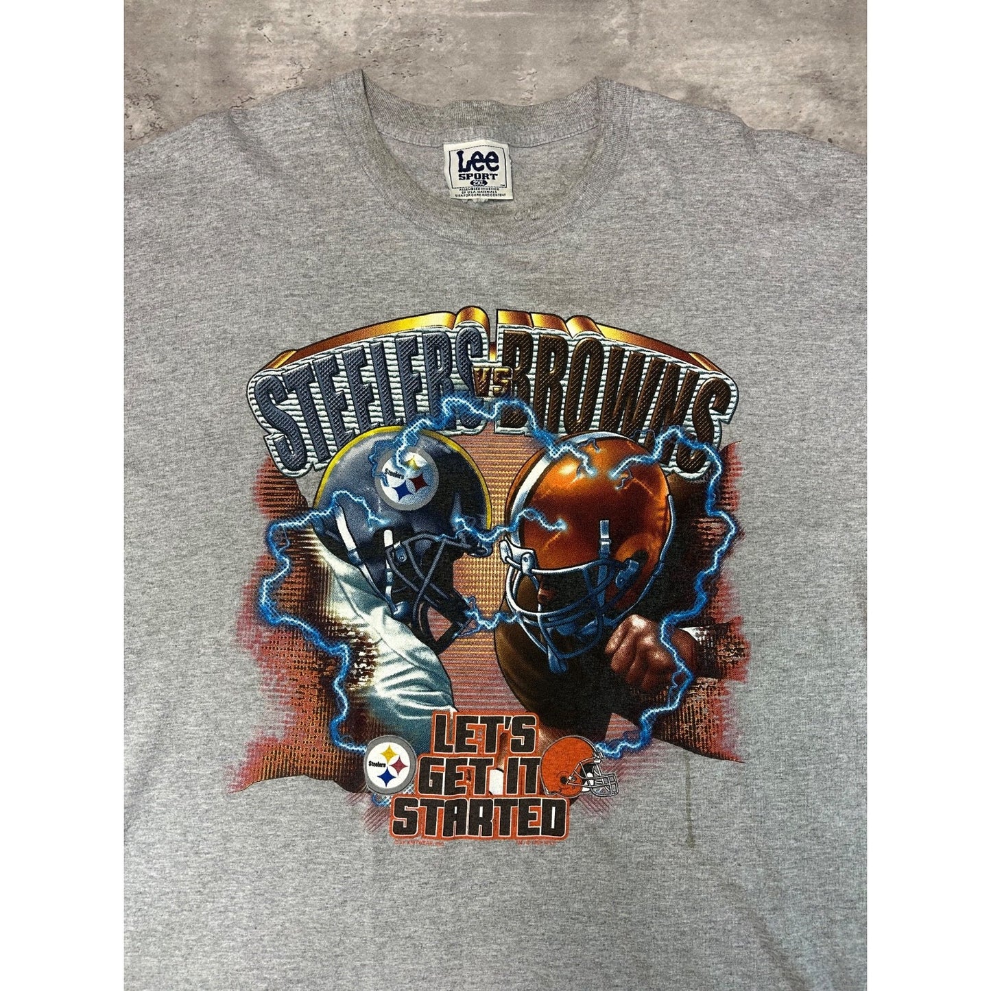 Vintage 90s Steelers Vs Browns NFL Helmet Graphic Football T-Shirt Size 2XL