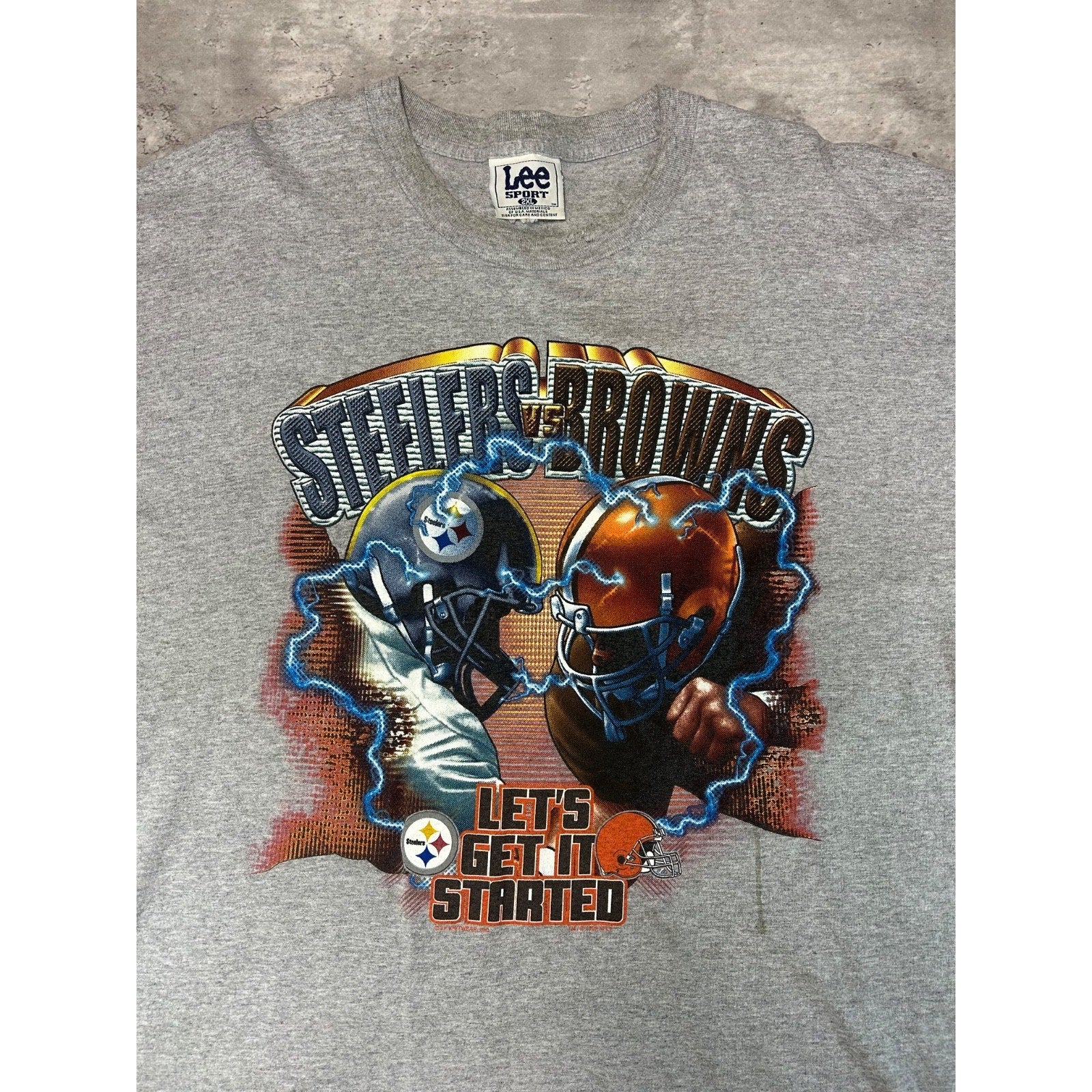 Vintage 90s Steelers Vs Browns NFL Helmet Graphic Football T-Shirt Size 2XL