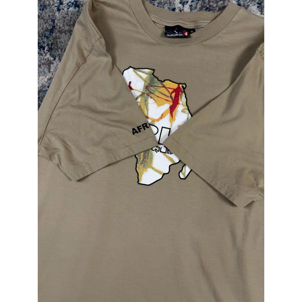 Vintage Y2K Quiksilver Africa Spellout Logo Continent Graphic T-Shirt Size XL