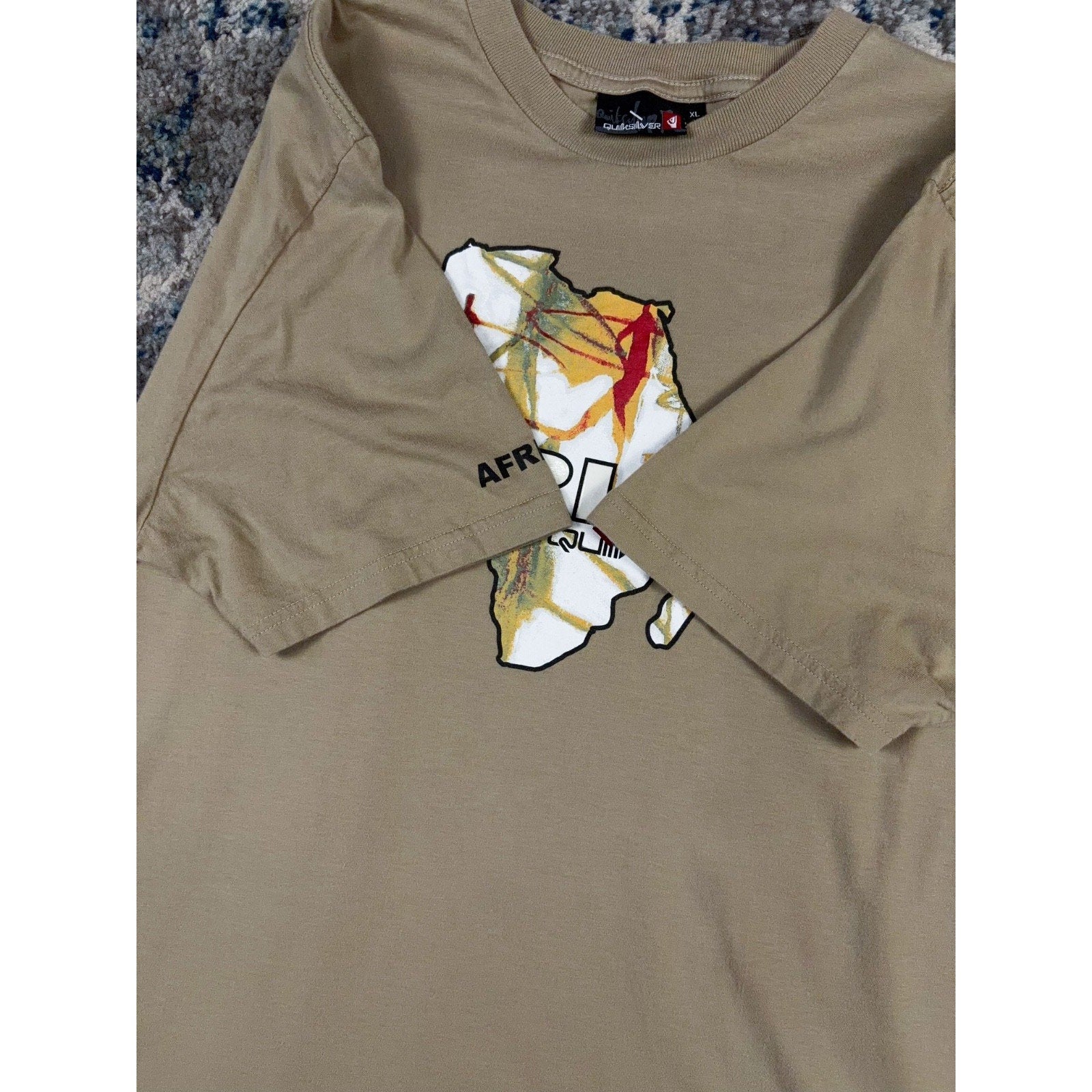Vintage Y2K Quiksilver Africa Spellout Logo Continent Graphic T-Shirt Size XL