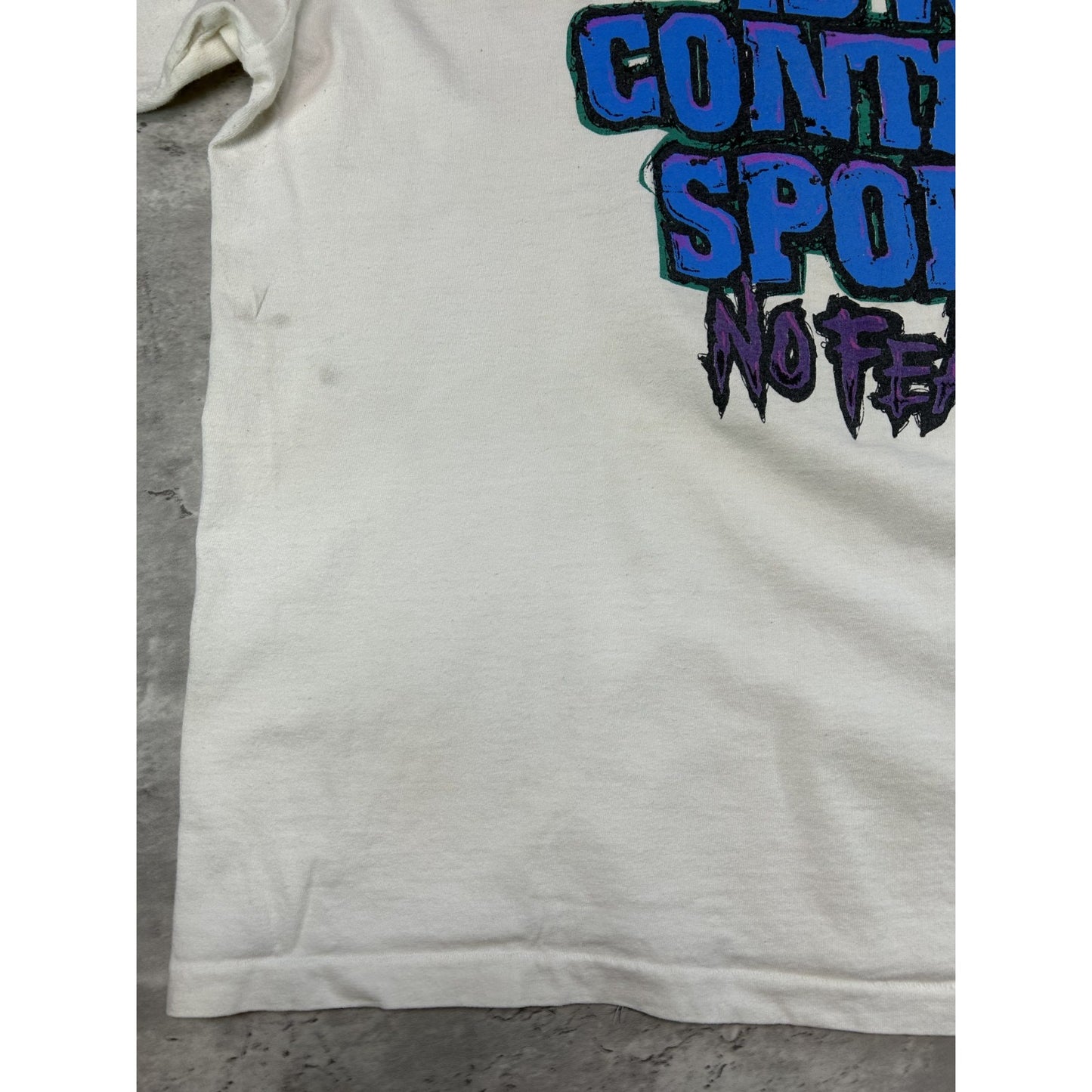 Vintage 90s No Fear Life Is A Contact Sport Spellout Slogan Graphic T-Shirt XL