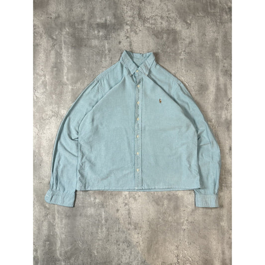 Vintage Polo Ralph Lauren Reworked Cropped Long Sleeve Button Up Shirt Sz Large
