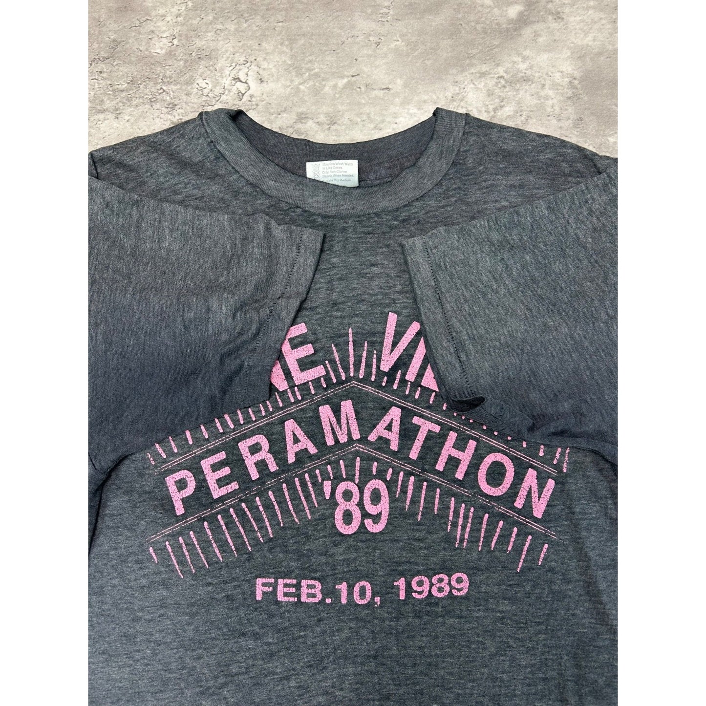 Vintage 1989 Pine View Permathon Graphic Spellout T-Shirt Size Large