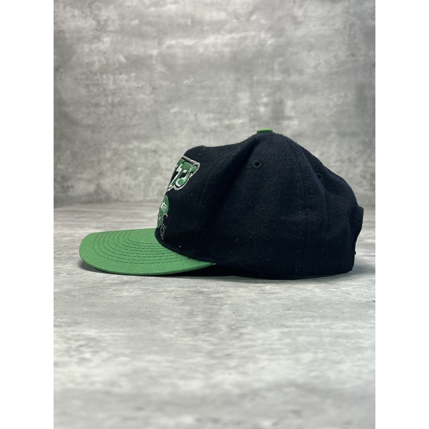 Vintage 90s New York Jets NFL Embroidered Spellout Helmet Snapback Hat OSFA