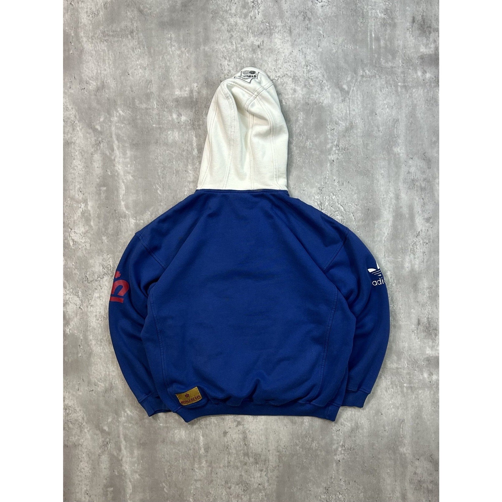 Vintage 80s/90s London Monarchs WFL Adidas 1/4 Zip Hooded Sweatshirt Size Medium
