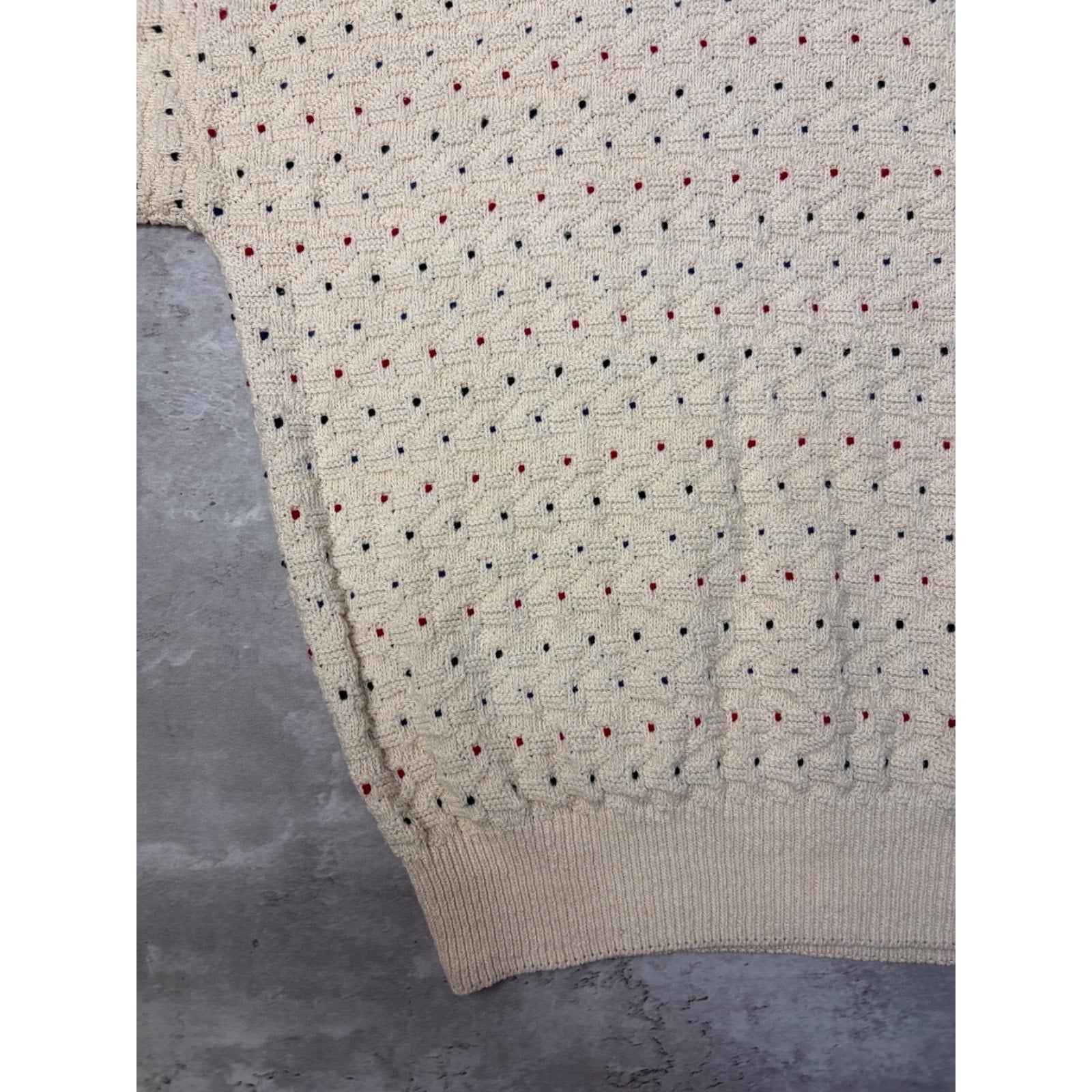 Vintage J.G. Hook Polka Dot Textured Knit Sweater Size Large