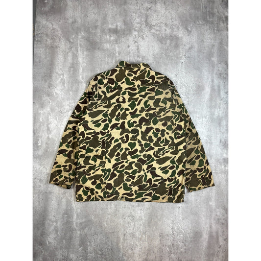 Vintage 1970s Duck Camo Three Pocket Hunting Button Up Shirt Size XL