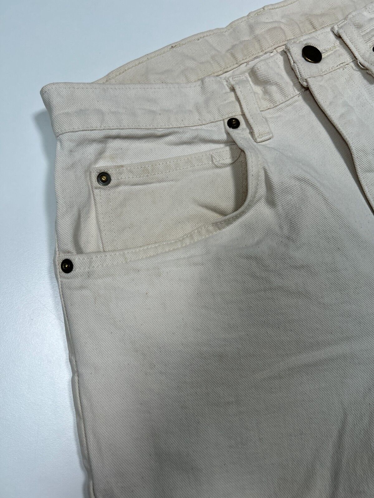 Vintage Bullseye Classic Jeans Wear Off White Cream Denim Shorts Size 31W