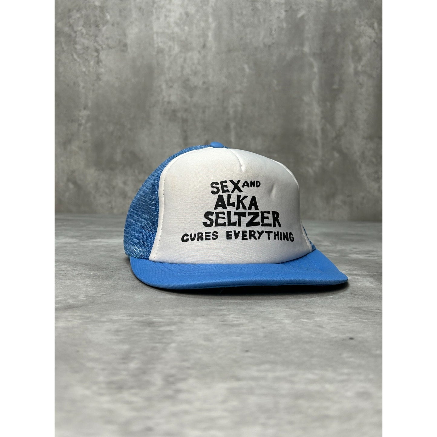 VTG 90s Sex And Alka Seltzer Cures Everything Comedy Trucker Snapback Hat OSFA