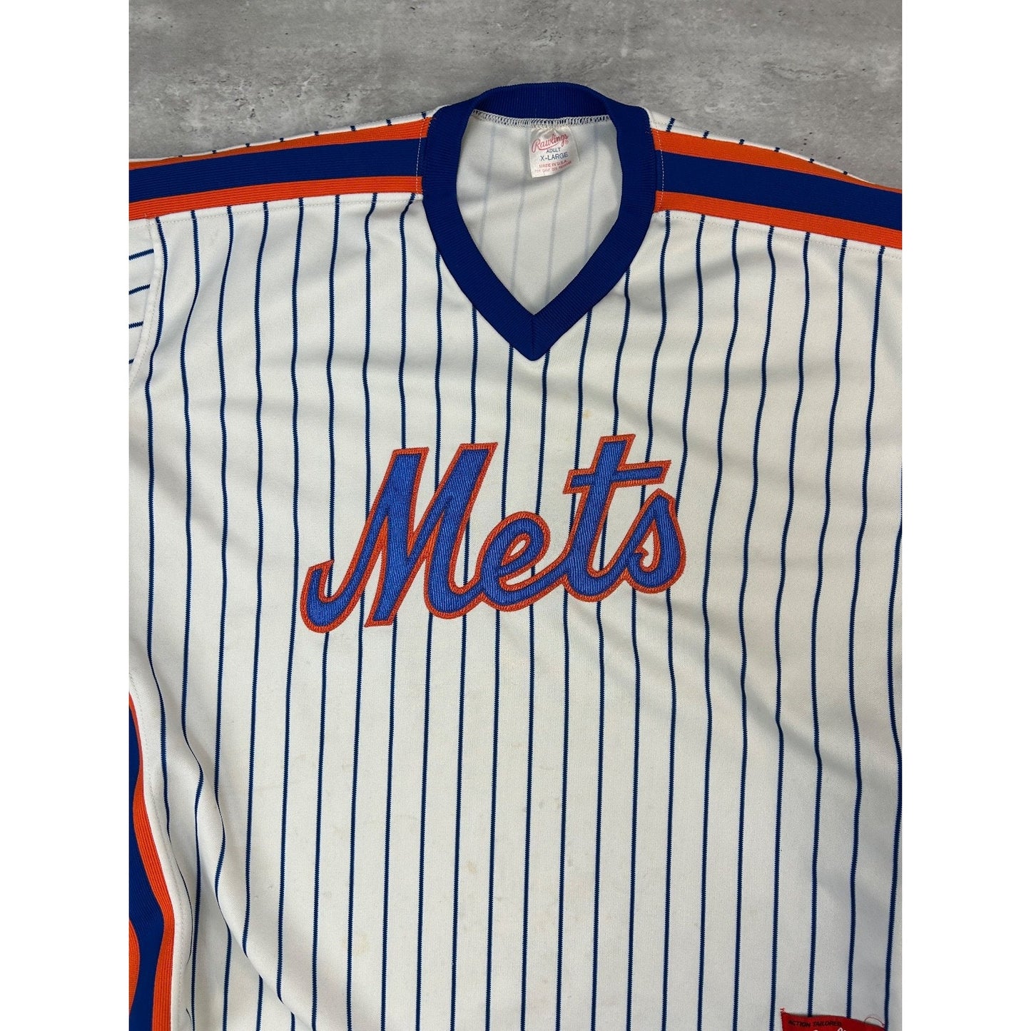 Vintage 90s New York Mets MLB Stitched Rawlings Pinstripe Baseball Jersey Sz XL