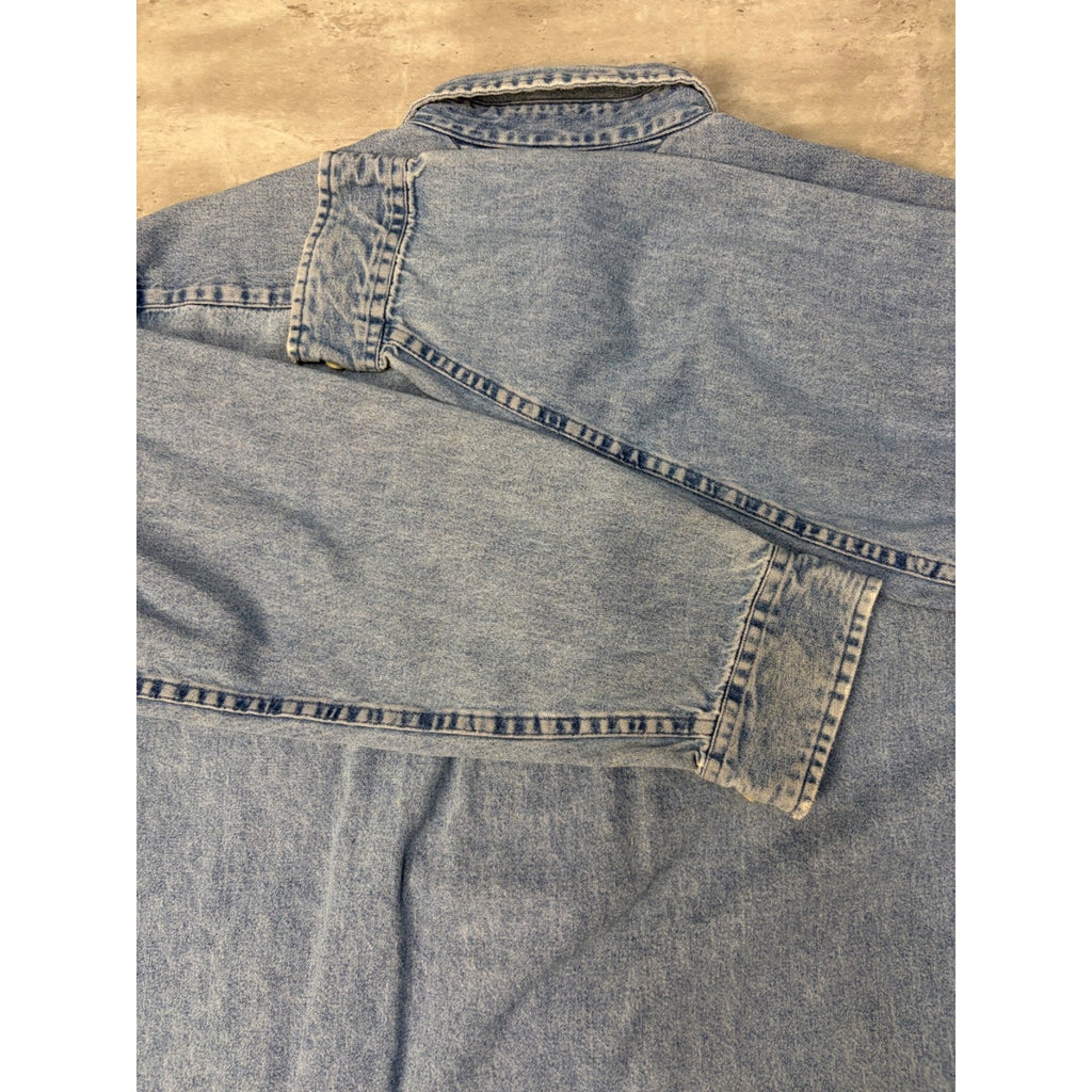 Vintage Tommy Hilfiger Light Wash Denim Long Sleeve Button Up Shirt Size Large
