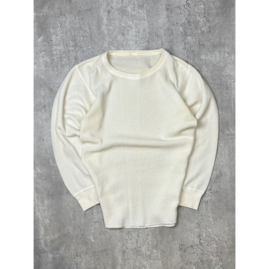 Vintage 80s Cotton Thermal Waffle Print Long Sleeve T-Shirt Size Large