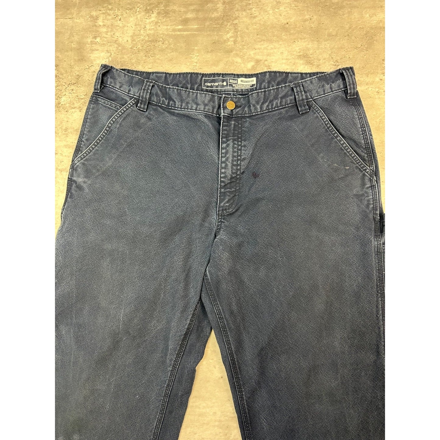 Carhartt Relaxed Fit Canvas Workwear Carpenter Pants Size 39 Blue