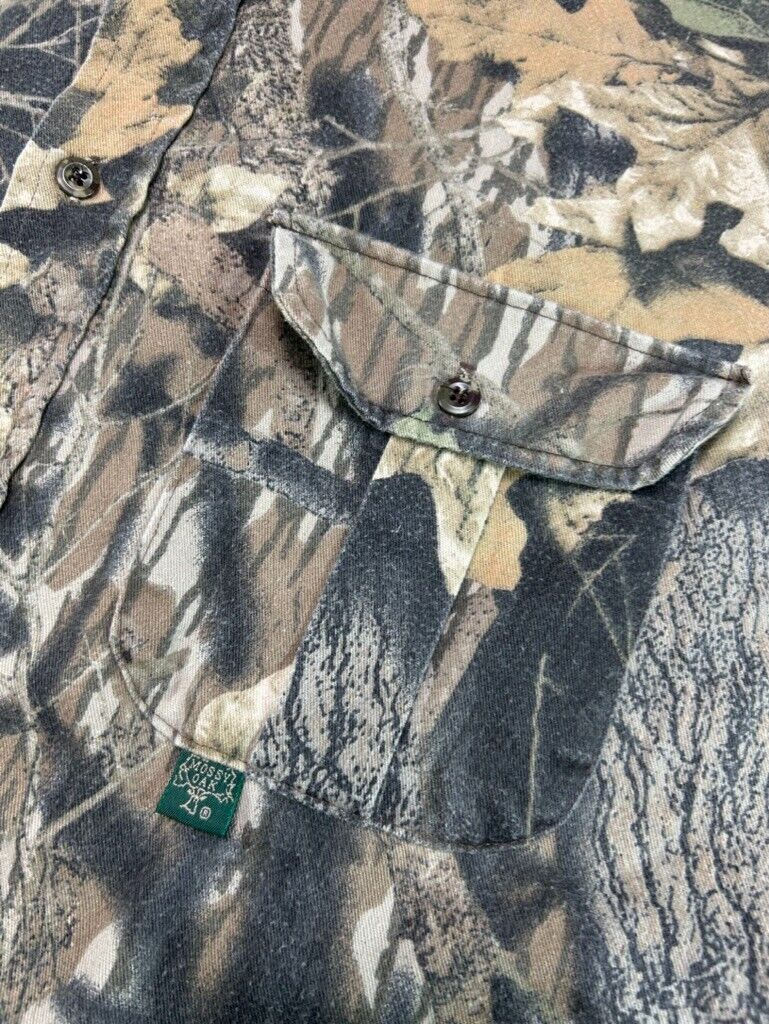 VTG 90s Mossy Oak Breakup Tree Camo Long Sleeve Hunting Button Up Shirt Sz 2XL