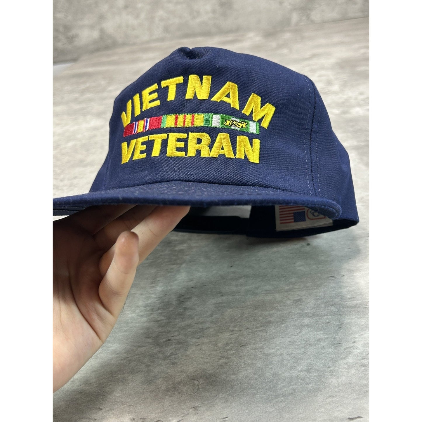 Vintage 80s/90s Vietnam Veteran Embroidered Patch Snapback Hat OSFA