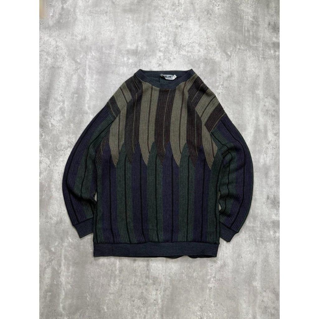 Vintage 90s Abstract Striped Pullover Knit Sweater Size Large