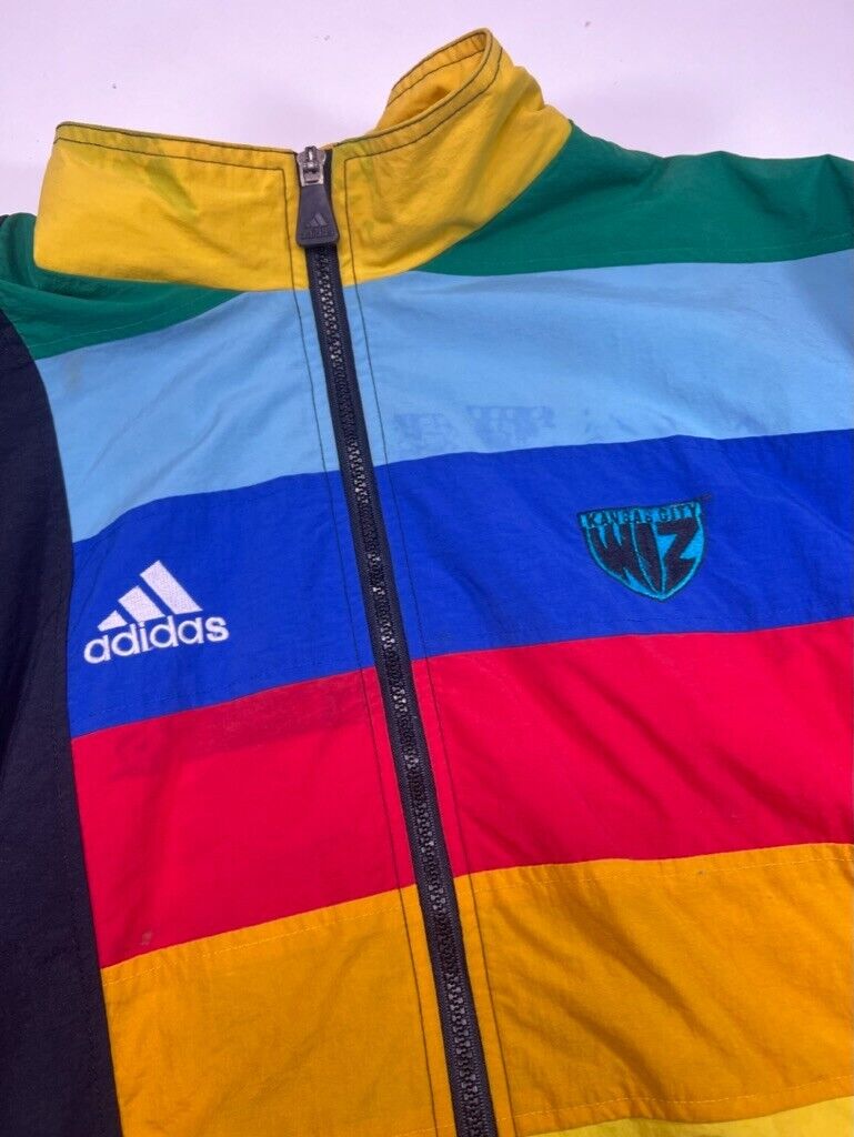 Vintage 90s Adidas Kansas City Wizards MLS Windbreaker Nylon Jacket Size Medium
