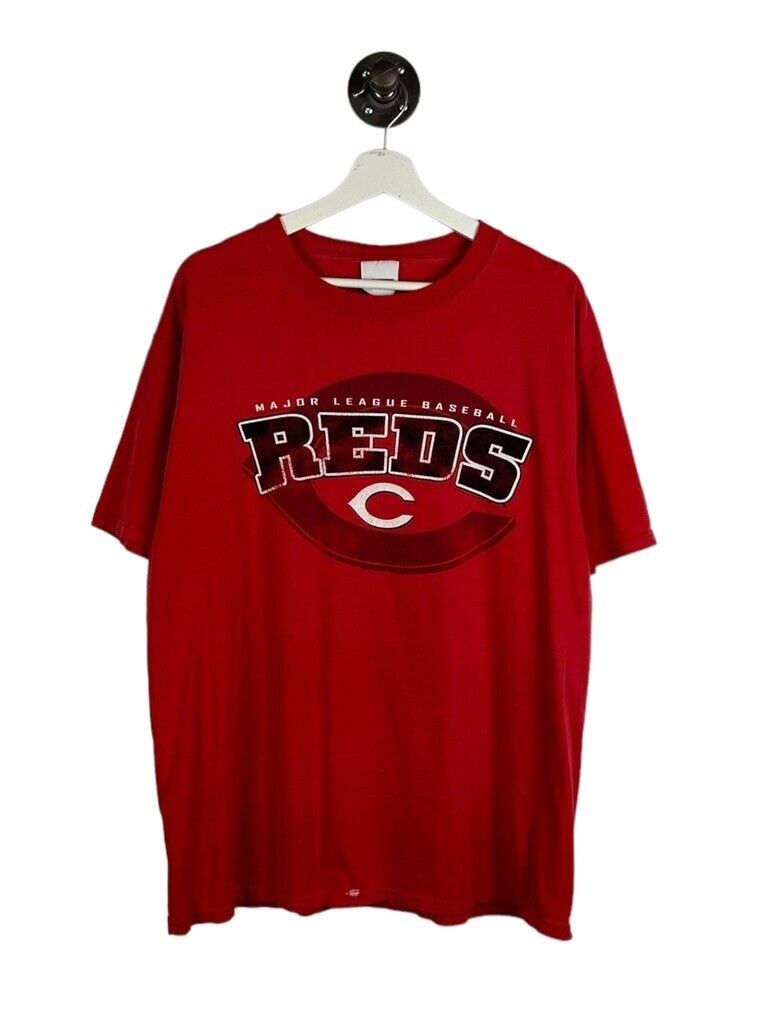 2005 Cincinnati Reds MLB Graphic Spellout Logo T-Shirt Size XL Red