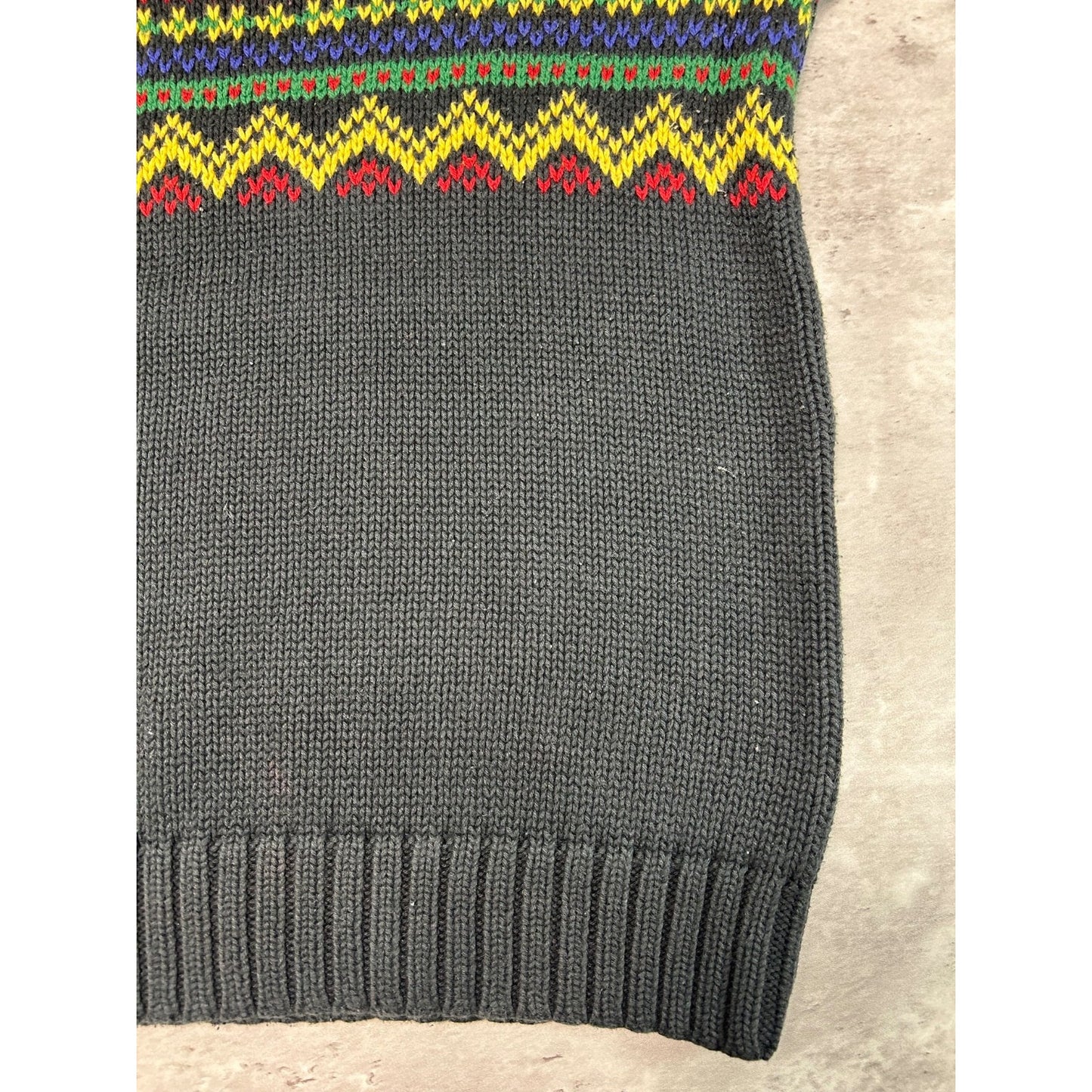 Vintage Polo Ralph Lauren 1/4 Zip Geometric Striped Knit Sweater Sz Large YOUTH