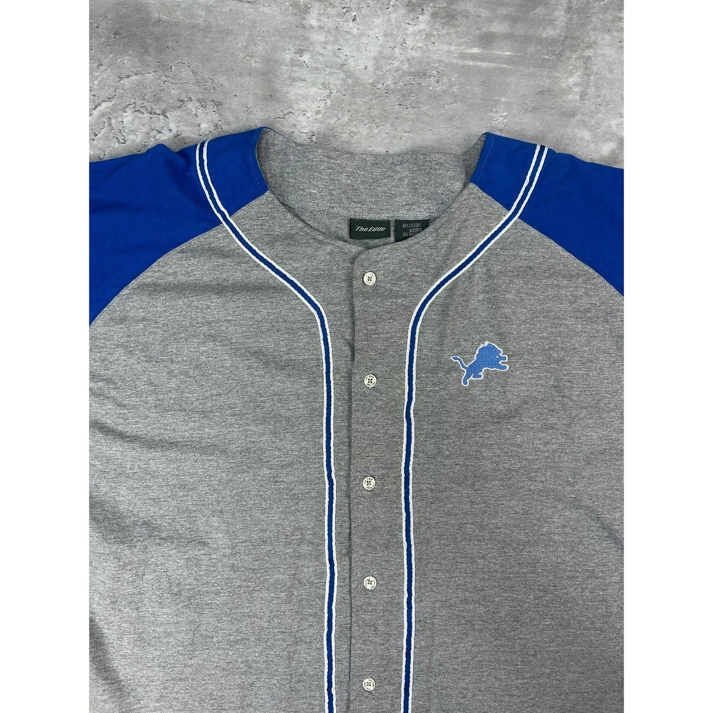 Vintage Detroit Lions NFL Embroidered Two Tone Baseball Jersey Size XL