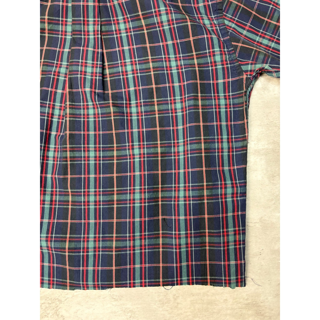 Vintage Eddie Bauer Plaid Cropped Single Pocket Button Up Shirt Size Medium