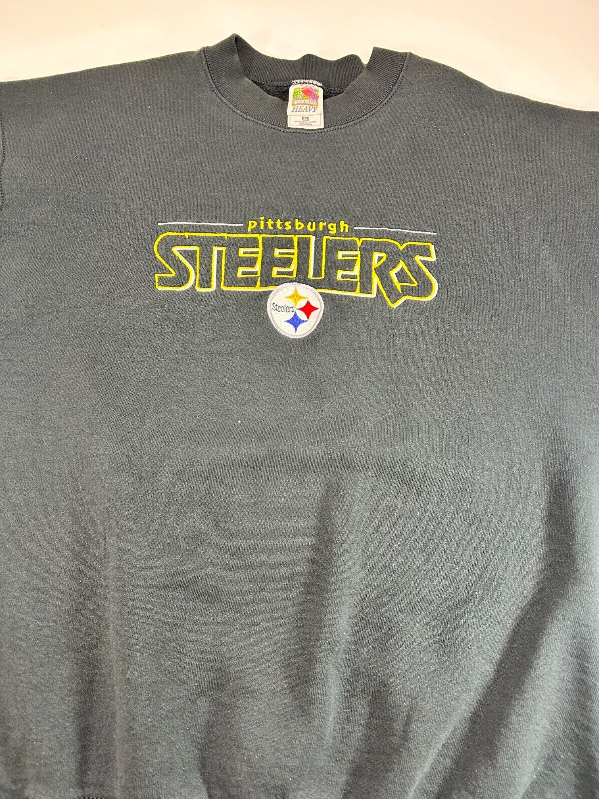 Vintage 90s Pittsburgh Steelers NFL Embroidered Spellout Sweatshirt Size XL