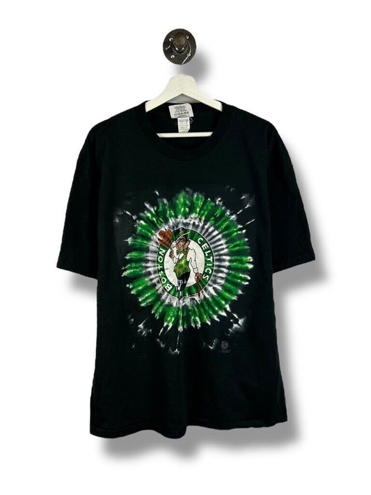 Vintage Boston Celtics NBA Tye Dye Graphic Basketball T-Shirt Size XL Black