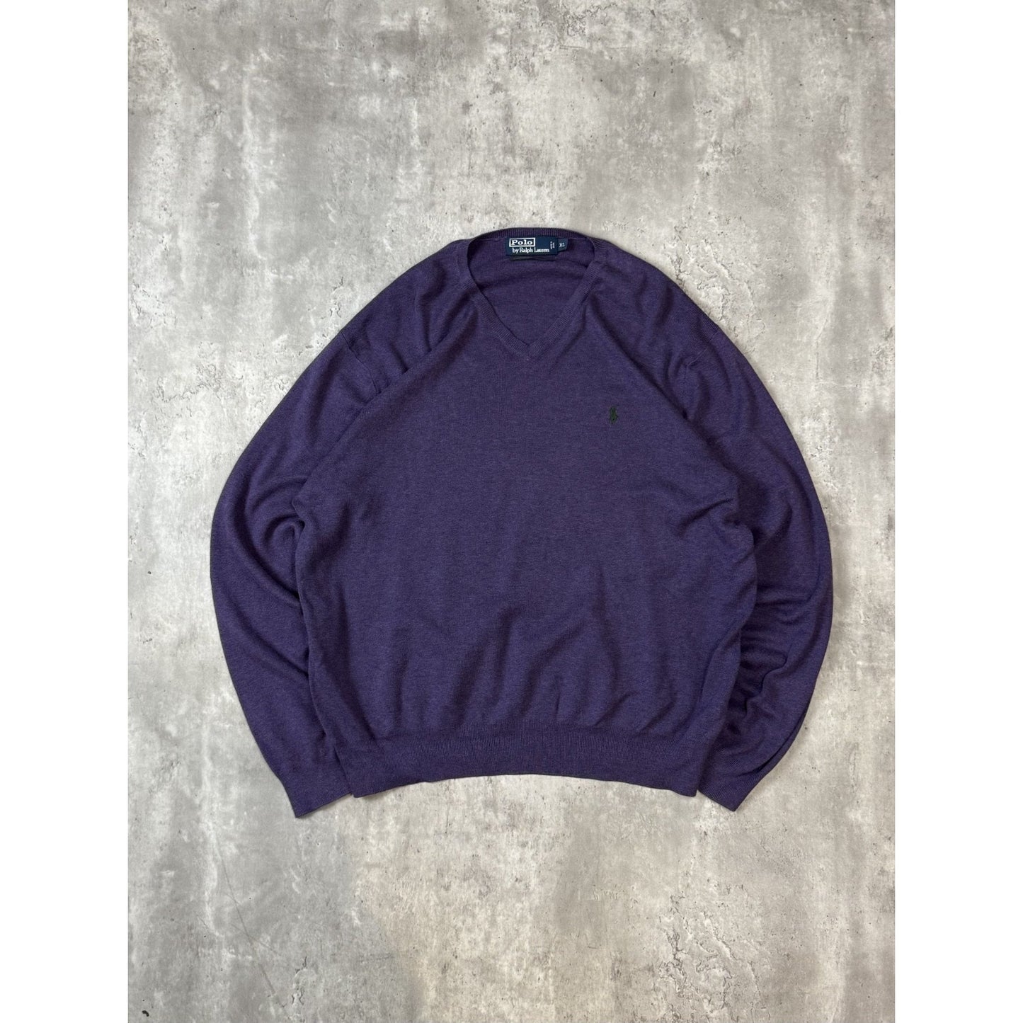 Vintage 90s Polo Ralph Lauren Embroidered Pony V-Neck Knit Sweater Size XL