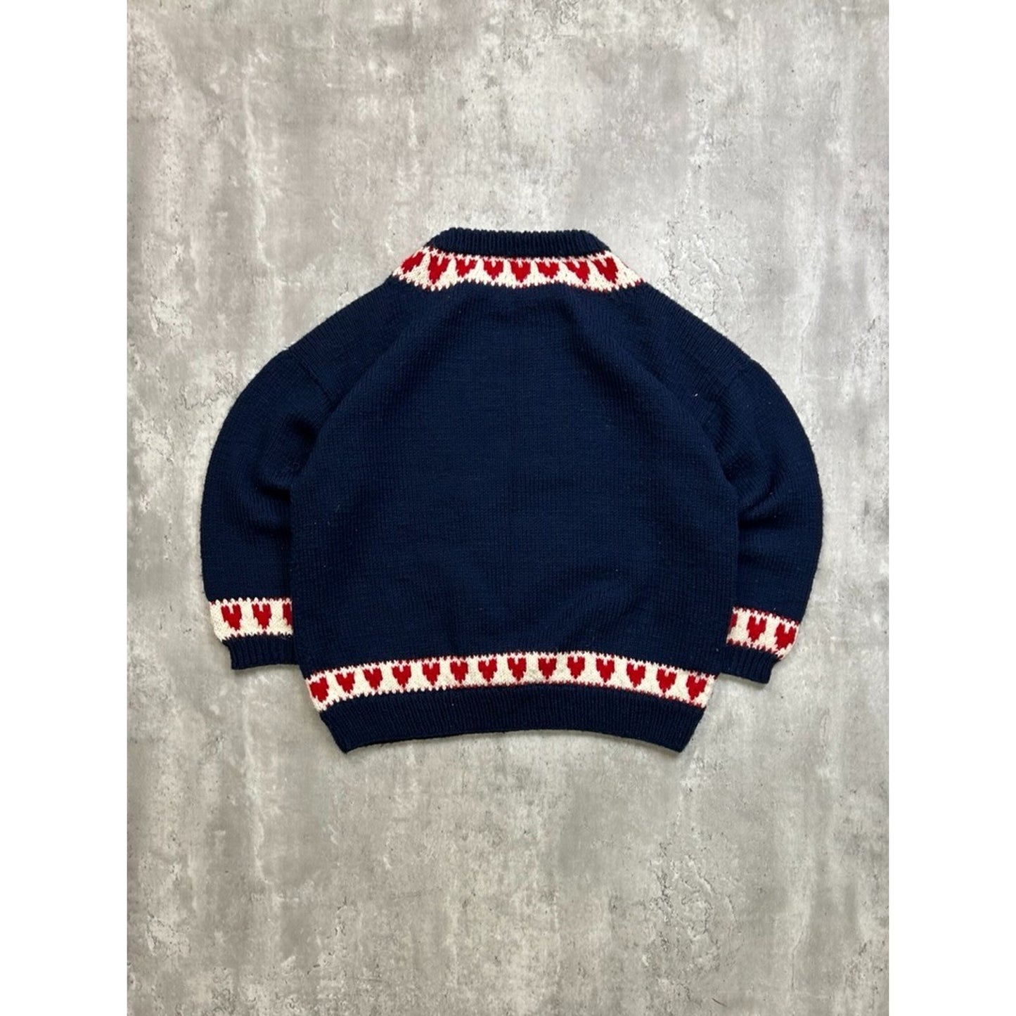 Vintage 90s Duck Graphic Heart Striped Pullover Knit Sweater Size Large