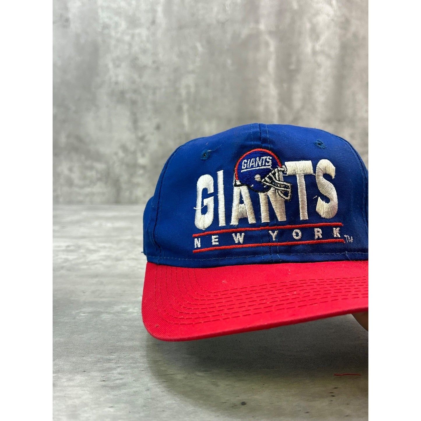 Vintage 90s New York Giants NFL Embroidered Spellout Football Snapback Hat OSFA